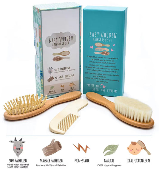 Baby Wooden Hairbrush Set